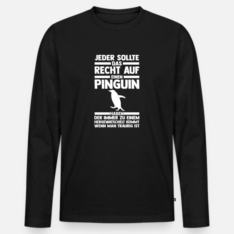 Tiermotiv Pinguin - Männer Premium Bio Langarmshirt - Schwarz
