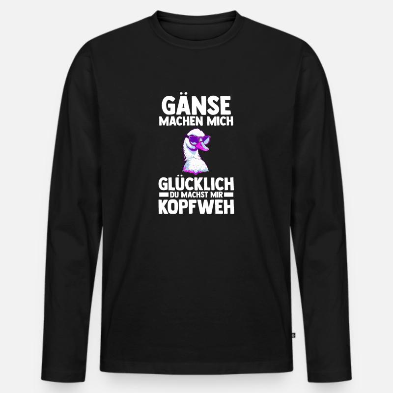 Gans Gänse - Männer Premium Bio Langarmshirt - Schwarz