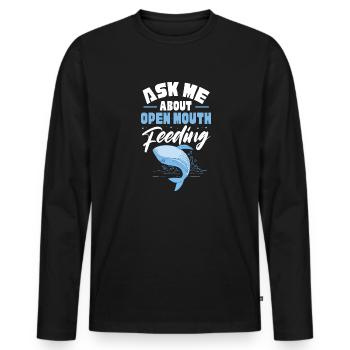 Ask Me About Open Mouth Feeding Humpback Blue - Männer Premium Bio Langarmshirt - Schwarz - Vorne - Nico (187cm)