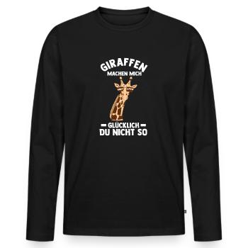 Giraffe Giraffen - Männer Premium Bio Langarmshirt - Schwarz - Vorne - Nico (187cm)