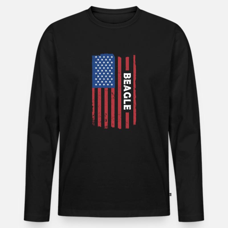 Beagle Us Flag - Männer Premium Bio Langarmshirt - Schwarz