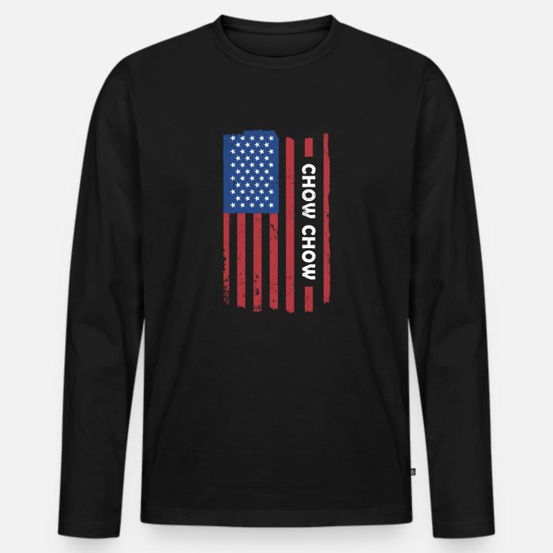 Chow Chow Us Flag - Männer Premium Bio Langarmshirt - Schwarz