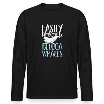 Baleine blanche Béluga - T-shirt manches longues Premium bio Homme - noir - Devant - Nico (187cm)