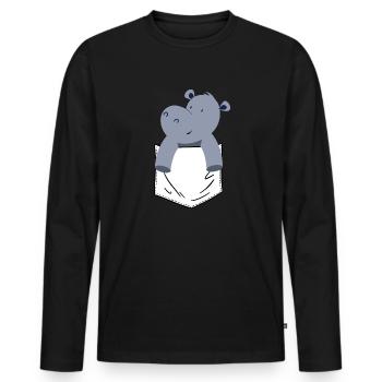 Hippopotame Hippopotame - T-shirt manches longues Premium bio Homme - noir - Devant - Nico (187cm)