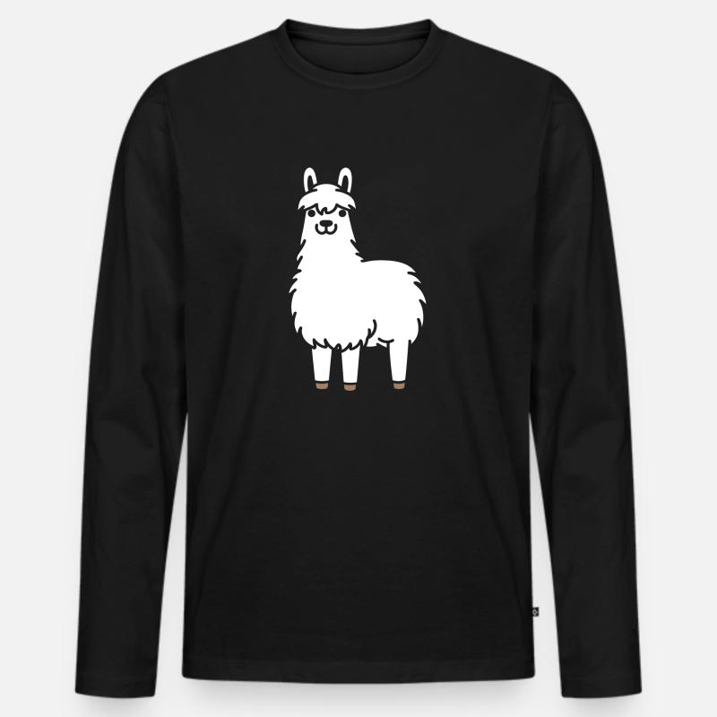 Lama - Männer Premium Bio Langarmshirt - Schwarz
