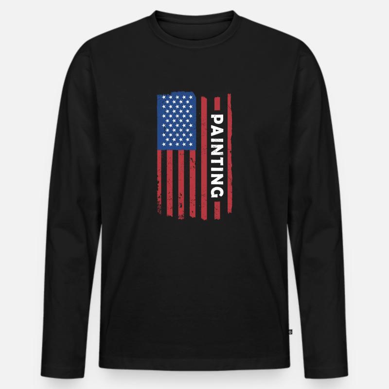 Painter Us Flag Painting - Männer Premium Bio Langarmshirt - Schwarz