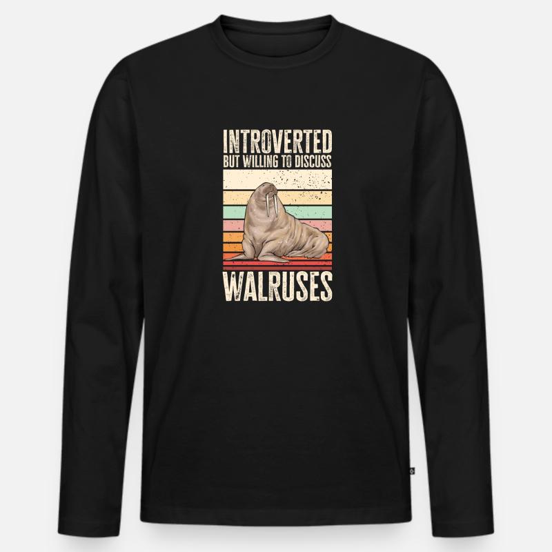 Walross - Männer Premium Bio Langarmshirt - Schwarz