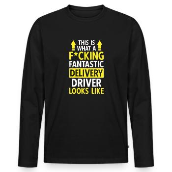 Lieferant Paket Lieferung - Männer Premium Bio Langarmshirt - Schwarz - Vorne - Nico (187cm)