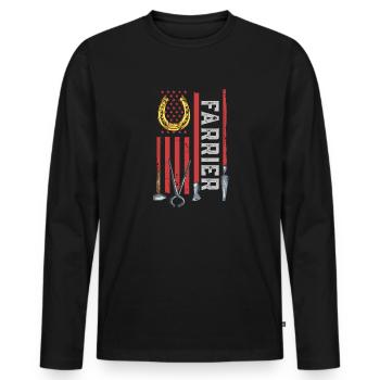 Farrier Horseshoe Horseshoeing - Men's Premium Organic Long Sleeve Shirt - black - Front - Nico (187cm)