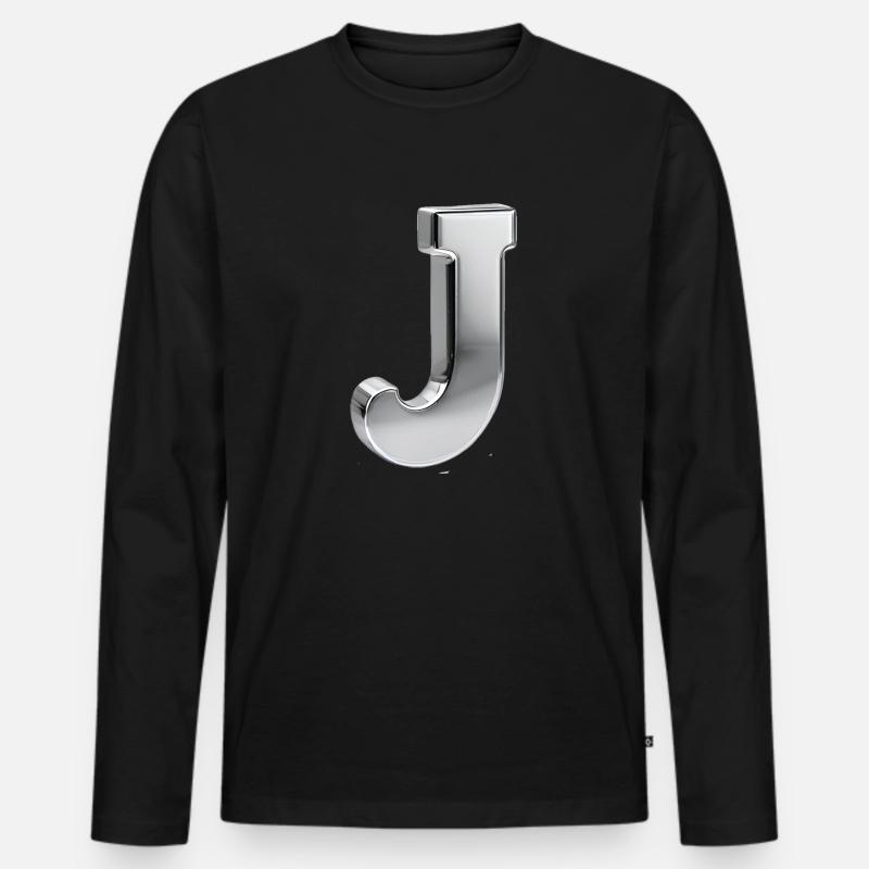 Chrome ,, J " Metallic - Männer Premium Bio Langarmshirt - Schwarz