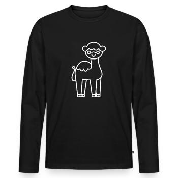 Kamel - Männer Premium Bio Langarmshirt - Schwarz - Vorne - Nico (187cm)