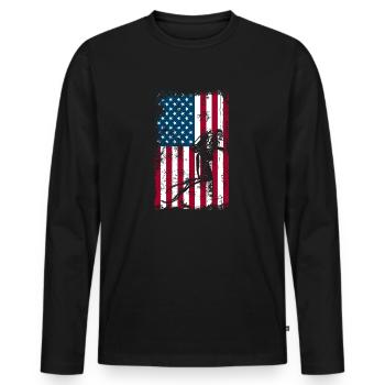 Patriotic Diver American Flag Deep Sea Scuba - Männer Premium Bio Langarmshirt - Schwarz - Vorne - Nico (187cm)