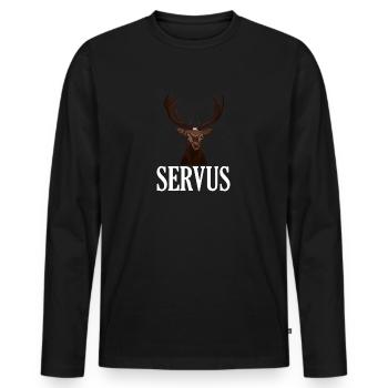 Servus Hirsch Hirschkopf Motif - T-shirt manches longues Premium bio Homme - noir - Devant - Nico (187cm)