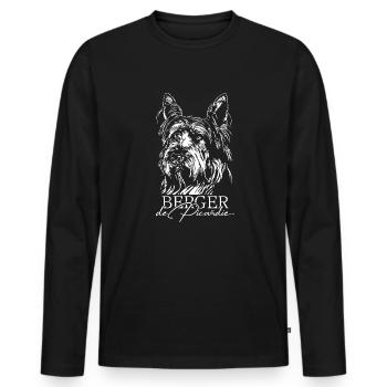 BERGER DE PICARDIE Portrait Chiens Wilsigns - T-shirt manches longues Premium bio Homme - noir - Devant - Nico (187cm)