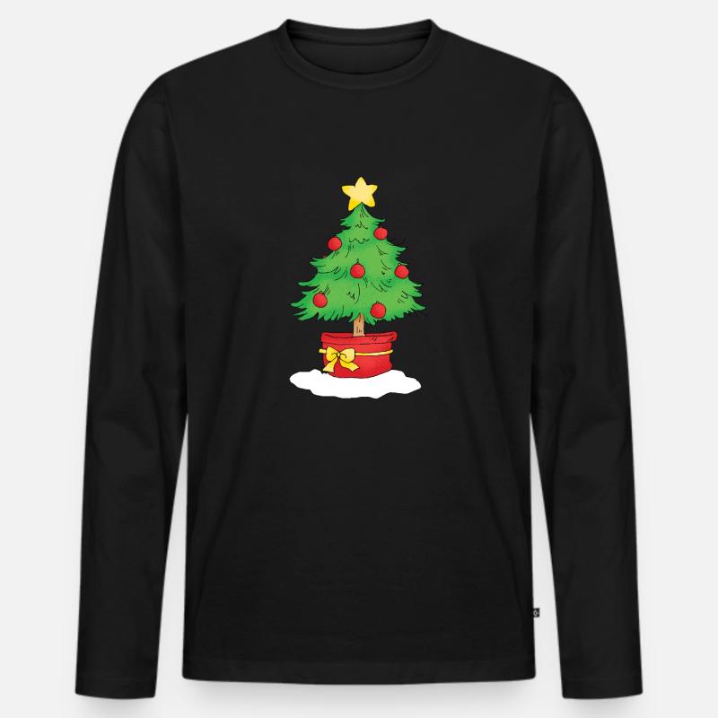 Christmas Tree - Männer Premium Bio Langarmshirt - Schwarz