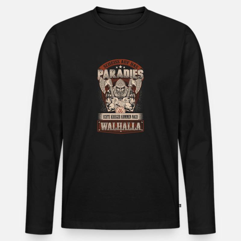 Auf nach Walhalla - Männer Premium Bio Langarmshirt - Schwarz