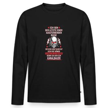 KANALBAUER - Männer Premium Bio Langarmshirt - Schwarz - Vorne - Nico (187cm)
