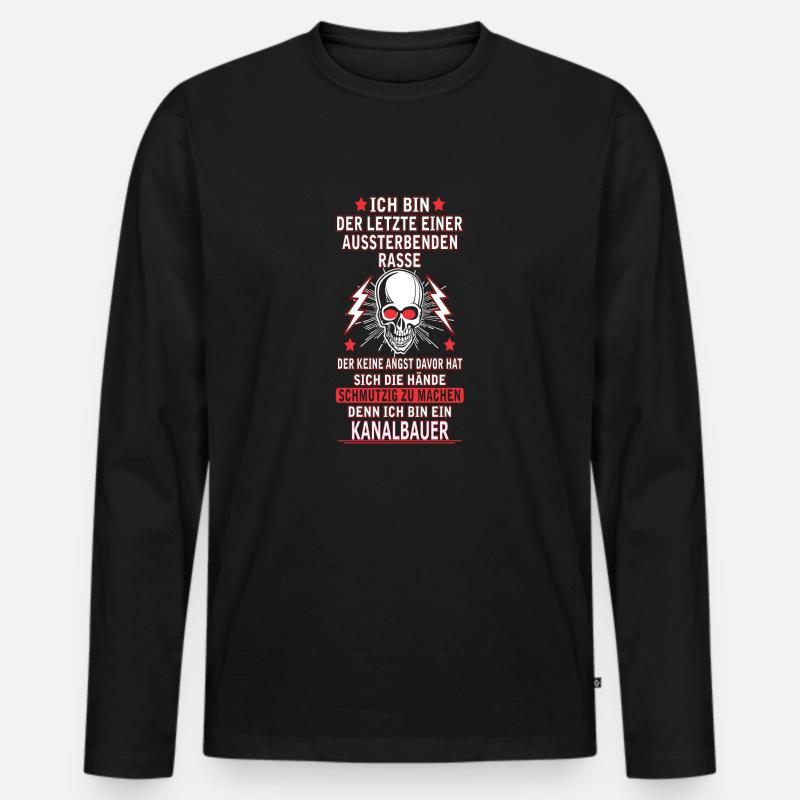 KANALBAUER - Männer Premium Bio Langarmshirt - Schwarz