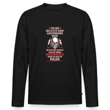 POLIER - Männer Premium Bio Langarmshirt - Schwarz - Vorne - Nico (187cm)
