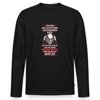 BASTLER - Männer Premium Bio Langarmshirt - Schwarz - Vorne - Nico (187cm)