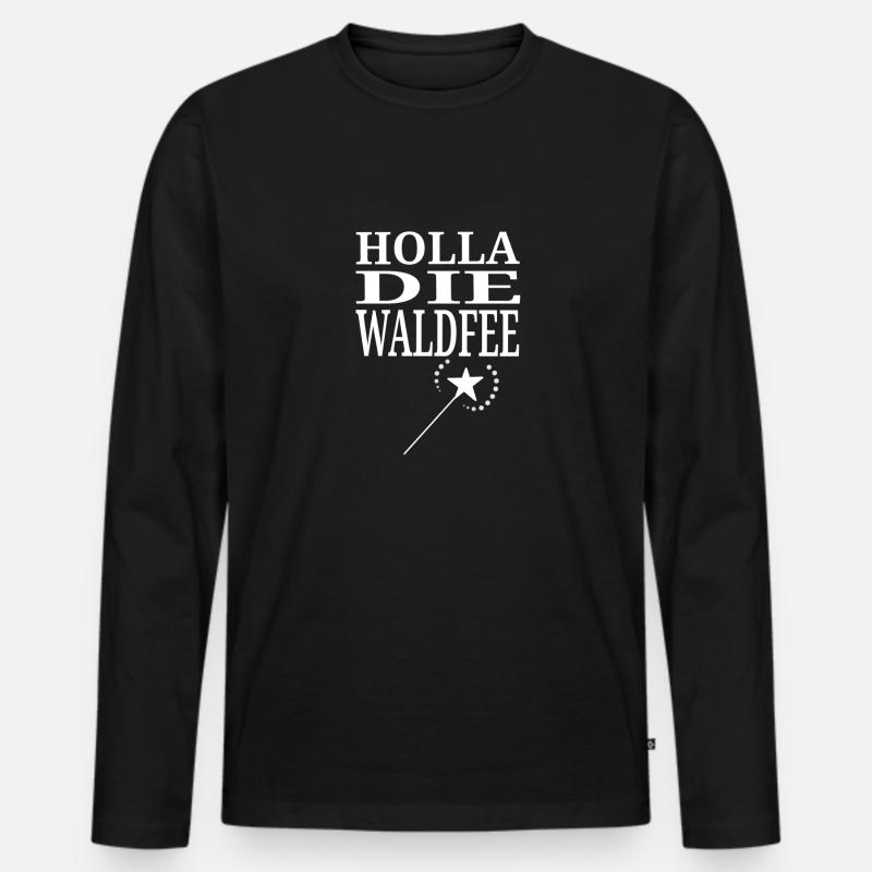 Holla die Waldfee - Männer Premium Bio Langarmshirt - Schwarz