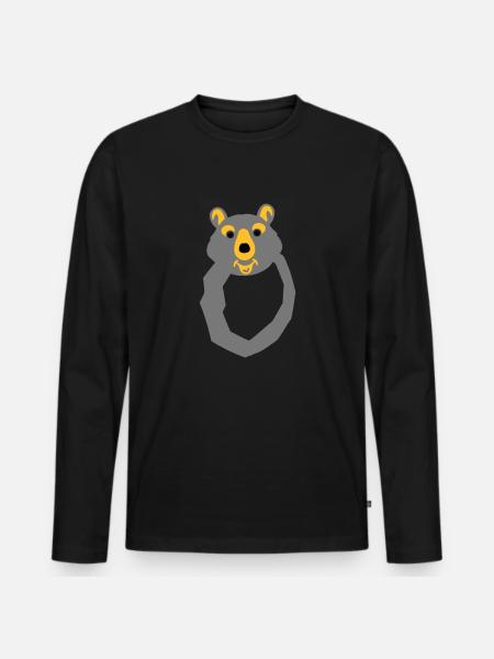 bear letter o drawing - Men's Premium Organic Long Sleeve Shirt - black