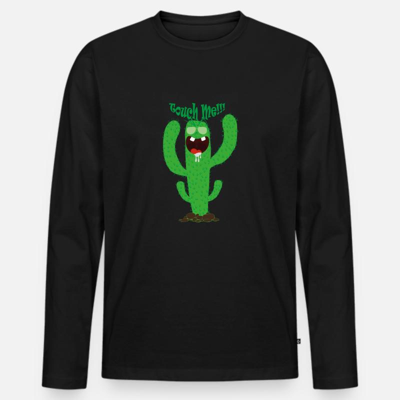 kaktus touch me - Männer Premium Bio Langarmshirt - Schwarz