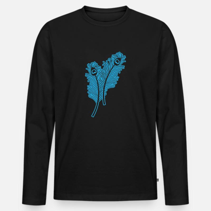 pfau feathers - Männer Premium Bio Langarmshirt - Schwarz