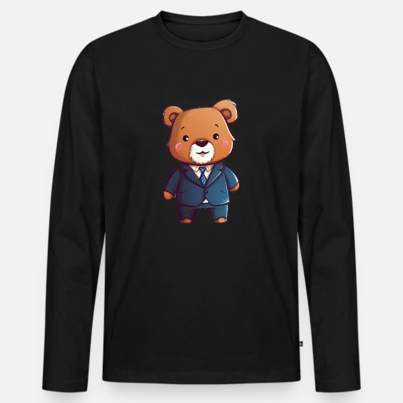 Executive-Bär - Männer Premium Bio Langarmshirt - Schwarz