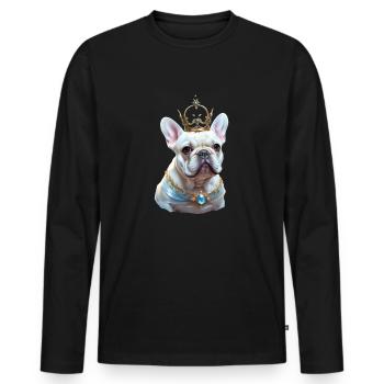 Tête de bouledogue français sur chemise et accès - T-shirt manches longues Premium bio Homme - noir - Devant - Nico (187cm)