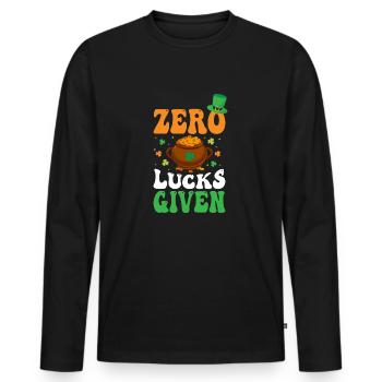 Zero Lucks Given St. Patrick's Day - Men's Premium Organic Long Sleeve Shirt - black - Front - Nico (187cm)