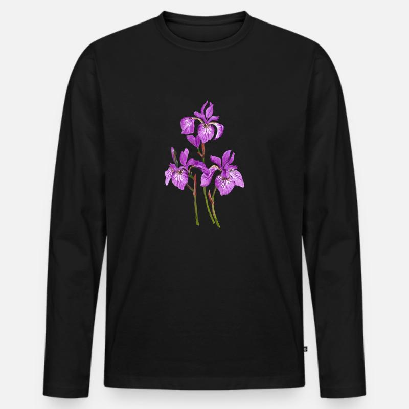 Blumen - Männer Premium Bio Langarmshirt - Schwarz