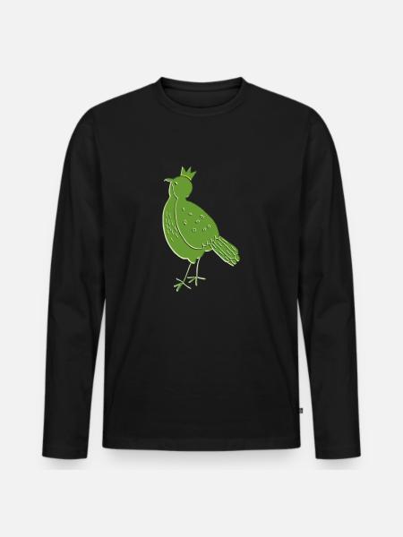 Vert oiseau - T-shirt manches longues Premium bio Homme - noir
