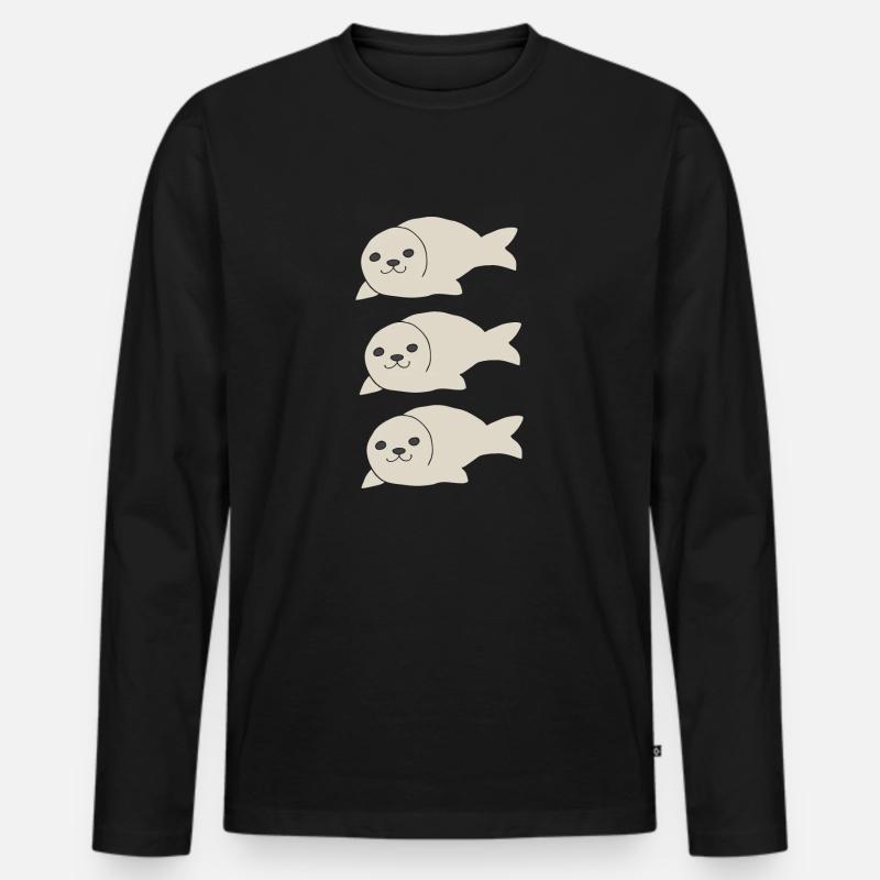 robbe dreifach - Männer Premium Bio Langarmshirt - Schwarz