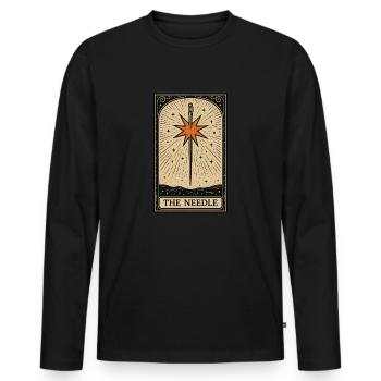 The Needle Tarot – Sacred Stitching Power - Men's Premium Organic Long Sleeve Shirt - black - Front - Nico (187cm)