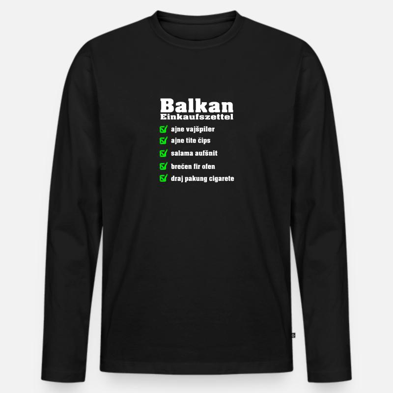 einkaufszettel WEIS - Männer Premium Bio Langarmshirt - Schwarz