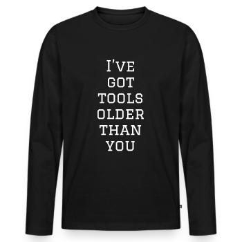 Mechanic Saying | Funny Mechanic Quote - Men's Premium Organic Long Sleeve Shirt - black - Front - Nico (187cm)