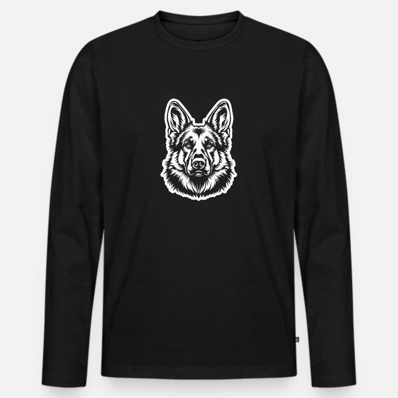 Schäferhund Hund Hundekopf - Männer Premium Bio Langarmshirt - Schwarz