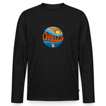 Charles Shirt Vintage Sunset Charles Groovy slips - Premium økologisk langærmet T-shirt til mænd - sort - Foran - Nico (187cm)