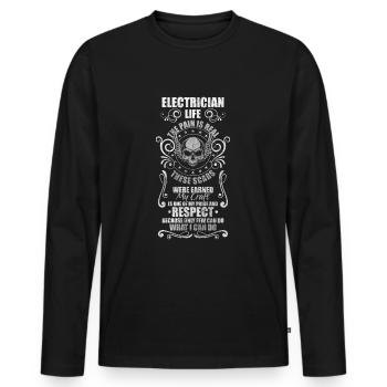 Electrics Electric Lightning - Men's Premium Organic Long Sleeve Shirt - black - Front - Nico (187cm)