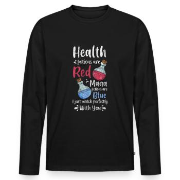 Potion Naturopath Natural - Men's Premium Organic Long Sleeve Shirt - black - Front - Nico (187cm)