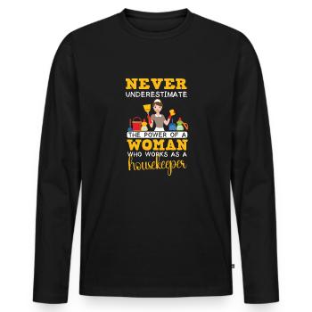Putzfrau Spruch Reinigungskraft Putzfee - Männer Premium Bio Langarmshirt - Schwarz - Vorne - Nico (187cm)