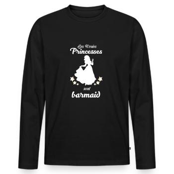 barmaid cadeau humour - T-shirt manches longues Premium bio Homme - noir - Devant - Nico (187cm)