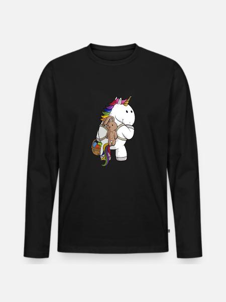 Oster Comic Einhorn - Männer Premium Bio Langarmshirt - Schwarz