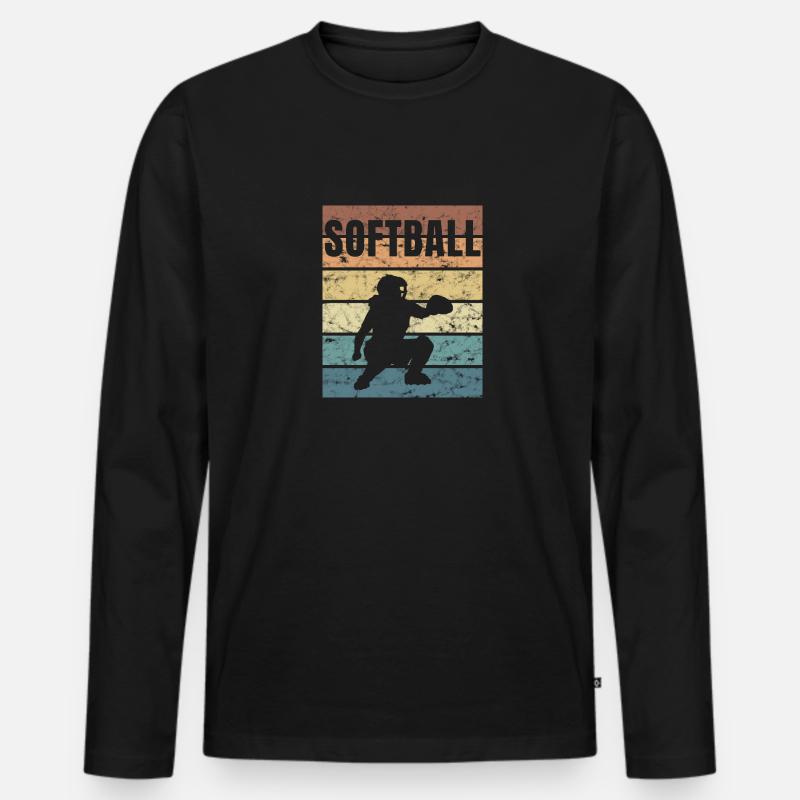 Softball Basepall Schläger Pitcher Catcher - Männer Premium Bio Langarmshirt - Schwarz