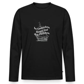 In Gedanken längst auf den Planken Segelschiff - Männer Premium Bio Langarmshirt - Schwarz - Vorne - Nico (187cm)