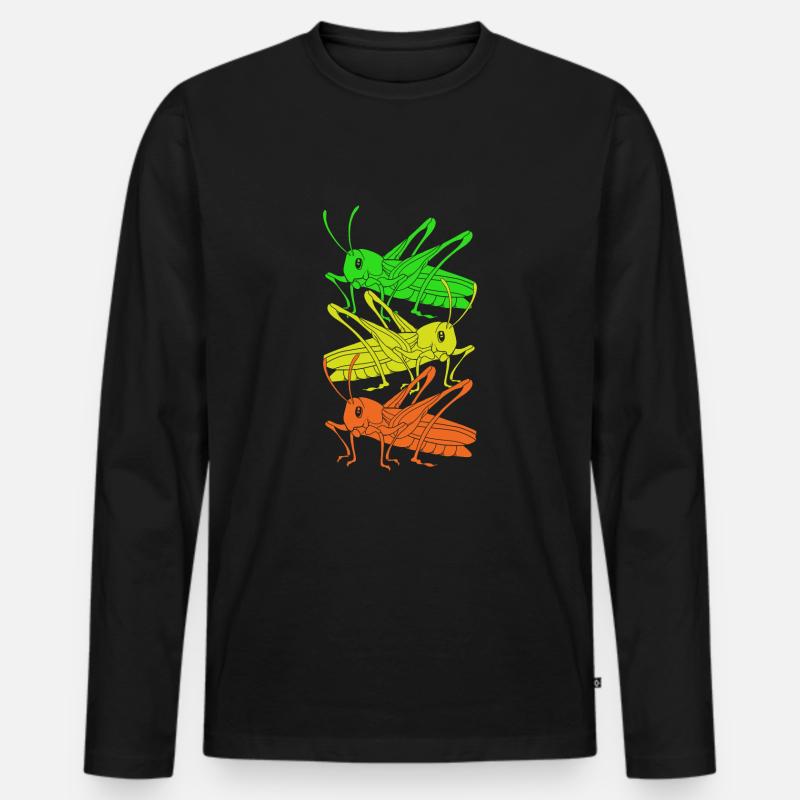 Heuschrecke - Männer Premium Bio Langarmshirt - Schwarz