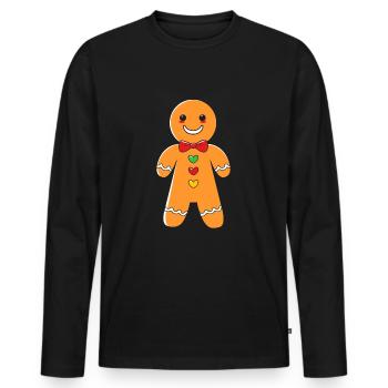 bonhomme en pain d’épice Coeur en pain d’épice Snacking en pain d’épice - T-shirt manches longues Premium bio Homme - noir - Devant - Nico (187cm)