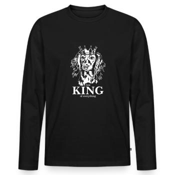 Long-haired Dachshund King of everything Saying Dogs - Men's Premium Organic Long Sleeve Shirt - black - Front - Nico (187cm)