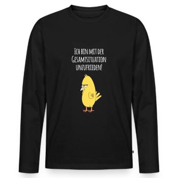 Ich bin mit der Gesamtsituation unzufrieden-Vogel - Männer Premium Bio Langarmshirt - Schwarz - Vorne - Nico (187cm)